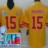 Men’s Kansas City Chiefs #15 Patrick Mahomes Limited Yellow Inverted Super Bowl LVII Vapor Jersey