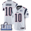 #10 Limited Josh Gordon White Nike NFL Road Men’s Jersey New England Patriots Vapor Untouchable Super Bowl LIII Bound
