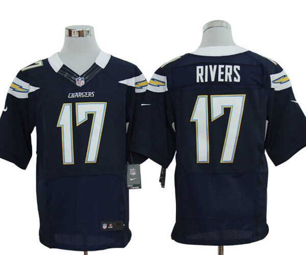 Size 60 4XL-Philip Rivers San Diego Chargers #17 Dark Blue Stitched Nike Elite NFL Jerseys