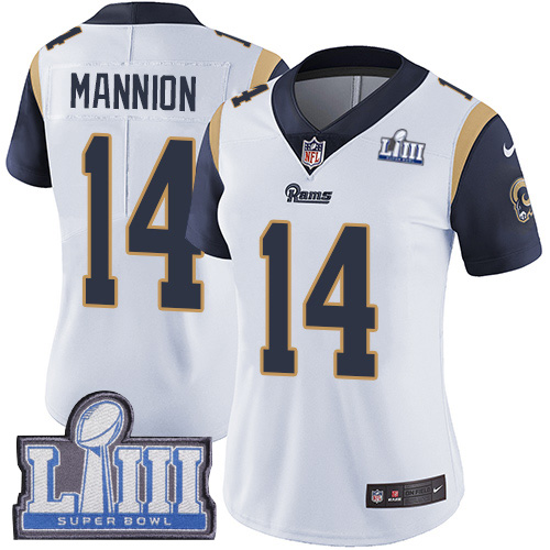 #14 Limited Sean Mannion White Nike NFL Road Women’s Jersey Los Angeles Rams Vapor Untouchable Super Bowl LIII Bound