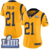 #21 Limited Aqib Talib Gold Nike NFL Women’s Jersey Los Angeles Rams Rush Vapor Untouchable Super Bowl LIII Bound
