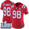#98 Limited Trey Flowers Red Nike NFL Alternate Women’s Jersey New England Patriots Vapor Untouchable Super Bowl LIII Bound
