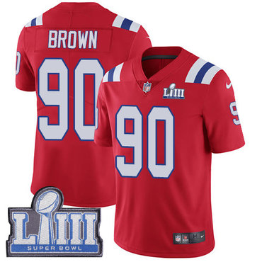 #90 Limited Malcom Brown Red Nike NFL Alternate Men’s Jersey New England Patriots Vapor Untouchable Super Bowl LIII Bound