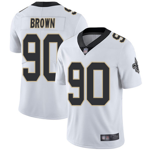 Men’s New Orleans Saints #90 Malcom Brown White Men’s Stitched Football Vapor Untouchable Limited Jersey