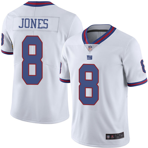 Giants #8 Daniel Jones White Men’s Stitched Football Limited Rush Jersey