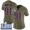 #91 Limited Deatrich Wise Jr Olive Nike NFL Women’s Jersey New England Patriots 2017 Salute to Service Super Bowl LIII Bound