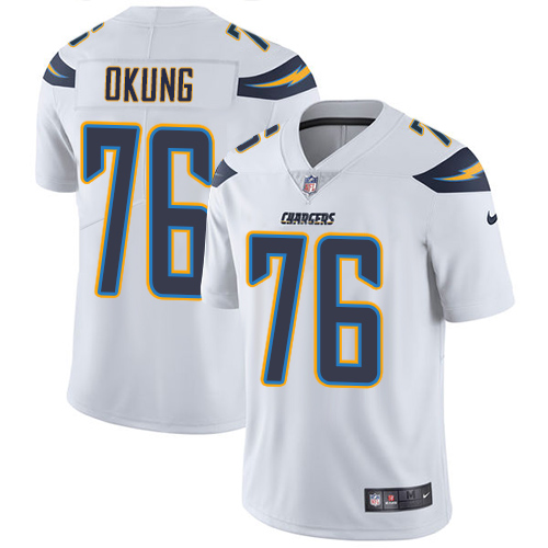 Nike Chargers #76 Russell Okung White Men’s Stitched NFL Vapor Untouchable Limited Jersey