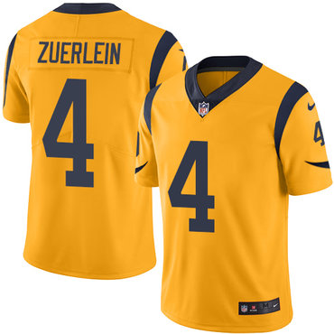 Nike Rams #4 Greg Zuerlein Gold Men’s Stitched NFL Limited Rush Jersey
