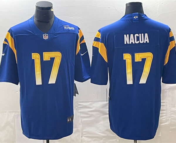 Men’s Los Angeles Rams #17 Puka Nacua Blue Vapor Untouchable Limited Football Stitched Jersey