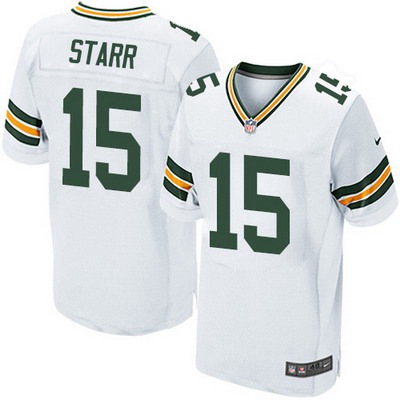 Men’s Green Bay Packers #15 Bart Starr White Road NFL Nike Elite Jersey
