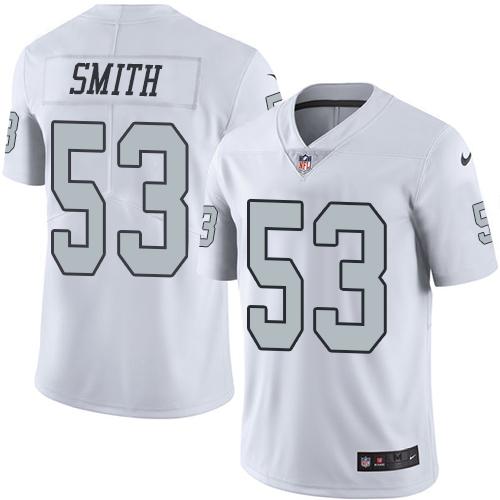 Nike Raiders #53 Malcolm Smith White Men’s Stitched NFL Limited Rush Jersey