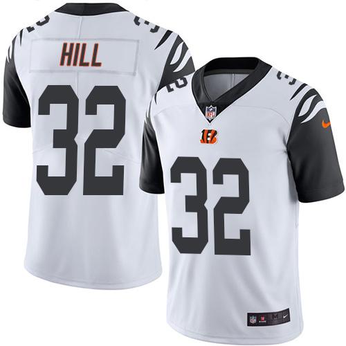 Nike Bengals #32 Jeremy Hill White Men’s Stitched NFL Limited Rush Jersey