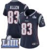 #83 Limited Dwayne Allen Navy Blue Nike NFL Home Women’s Jersey New England Patriots Vapor Untouchable Super Bowl LIII Bound