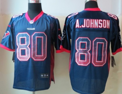 Nike Houston Texans #80 Andre Johnson Drift Fashion Blue Elite Jersey