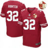 Men’s San Francisco 49ers #32 Kendall Hunter Scarlet Red 70th Anniversary Patch Stitched NFL Nike Elite Jersey