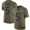 Men’s Los Angeles Rams #5 Jalen Ramsey 2022 Olive Salute To Service Limited Stitched Jersey