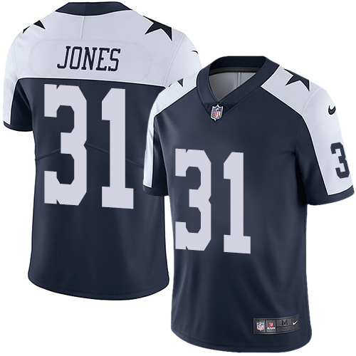 Nike Dallas Cowboys #31 Byron Jones Navy Blue Thanksgiving Men’s Stitched NFL Vapor Untouchable Limited Throwback Jersey