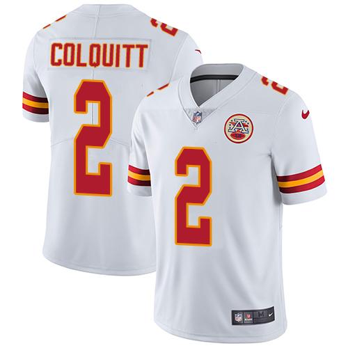Nike Kansas City Chiefs #2 Dustin Colquitt White Men’s Stitched NFL Vapor Untouchable Limited Jersey