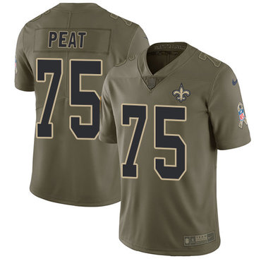 Nike New Orleans Saints #75 Andrus Peat Olive Men’s Stitched NFL Limited 2017 Salute To Service Jersey