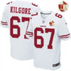 Men’s San Francisco 49ers #67 Daniel Kilgore White 70th Anniversary Patch Stitched NFL Nike Elite Jersey