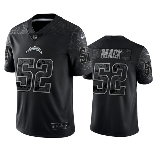 Men’s Los Angeles Chargers #52 Khalil Mack Black Reflective Limited Stitched Football Jersey