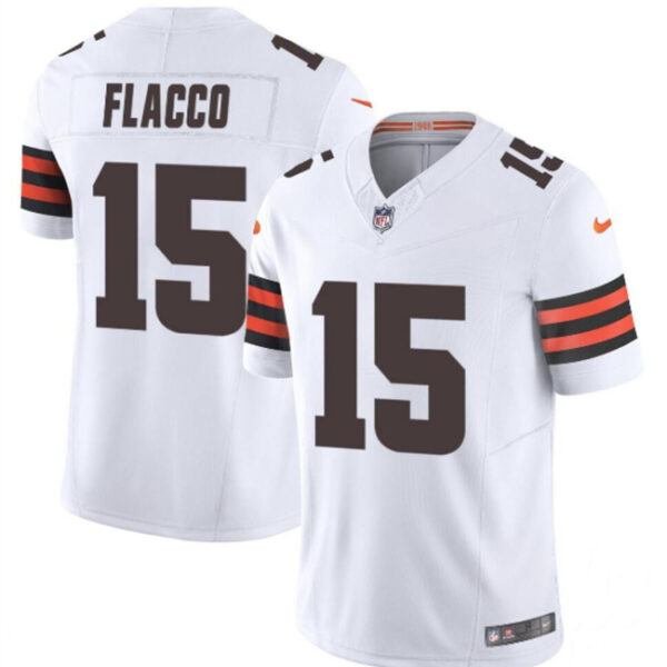 Men’s Cleveland Browns #15 Joe Flacco White 2023 F.U.S.E. Vapor Limited Football Stitched Jersey