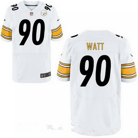 Men’s 2017 NFL Draft Pittsburgh Steelers #90 T. J. Watt White Road Stitched NFL Nike Elite Jersey