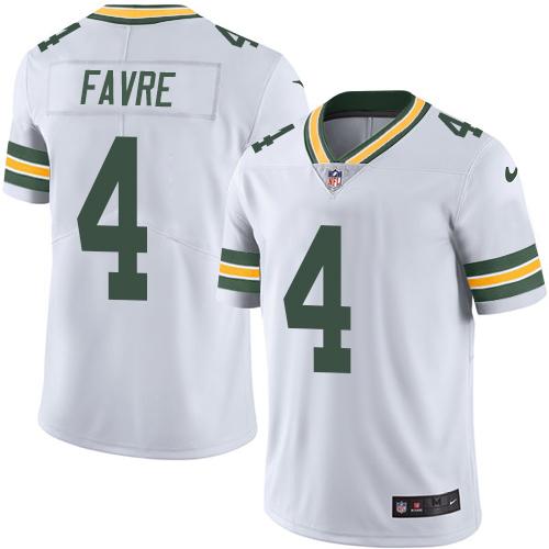 Nike Green Bay Packers #4 Brett Favre White Men’s Stitched NFL Vapor Untouchable Limited Jersey