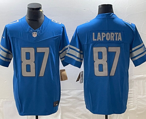 Men’s Detroit Lions #87 Sam LaPorta Blue 2023 F.U.S.E. Vapor Untouchable Limited Football Stitched Jersey