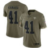 Men’s New Orleans Saints #41 Alvin Kamara 2022 Olive Salute To Service Limited Stitched Jersey