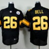 Nike Pittsburgh Steelers #26 LeVeon Bell Black With Yellow Elite Jersey