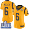 Women’s Los Angeles Rams #6 Johnny Hekker Gold Nike NFL Rush Vapor Untouchable Super Bowl LIII Bound Limited Jersey