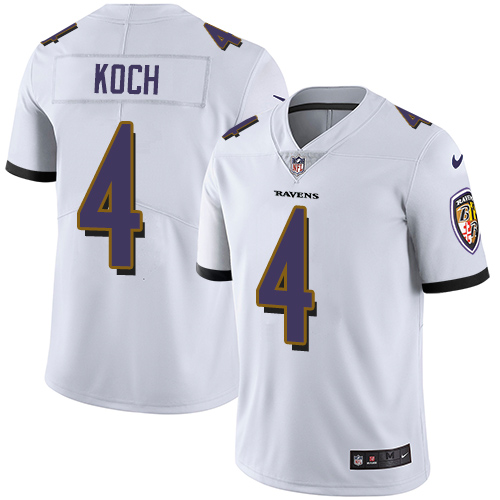 Nike Baltimore Ravens #4 Sam Koch White Men’s Stitched NFL Vapor Untouchable Limited Jersey