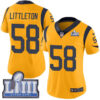 #58 Limited Cory Littleton Gold Nike NFL Women’s Jersey Los Angeles Rams Rush Vapor Untouchable Super Bowl LIII Bound