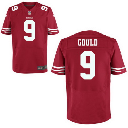 Men’s San Francisco 49ers #9 Robbie Gould Scarlet Red Team Color Stitched NFL Nike Elite Jersey