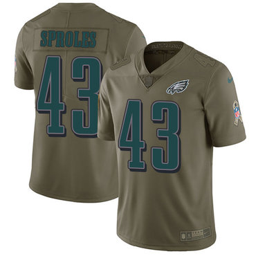 Nike Philadelphia Eagles #43 Darren Sproles Olive Men’s Stitched NFL Limited 2017 Salute To Service Jersey