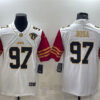 Men’s San Francisco 49ers #97 Nick Bosa White Gold Edition With 75TH Patch Limited Stitched Football Jersey