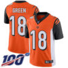 Bengals #18 A.J. Green Orange Alternate Men’s Stitched Football 100th Season Vapor Limited Jersey