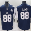 Men’s Dallas Cowboys #88 CeeDee Lamb Navy Blue FUSE Vapor Thanksgiving 1960 Patch Limited Stitched Jersey