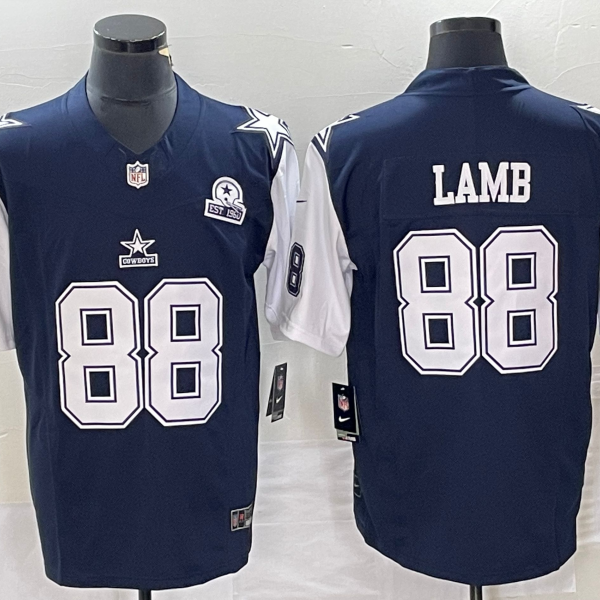 Men’s Dallas Cowboys #88 CeeDee Lamb Navy Blue FUSE Vapor Thanksgiving 1960 Patch Limited Stitched Jersey