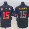 Men’s Kansas City Chiefs #15 Patrick Mahomes Black Red Gold 4-star C Patch Vapor Untouchable Limited Stitched Jersey