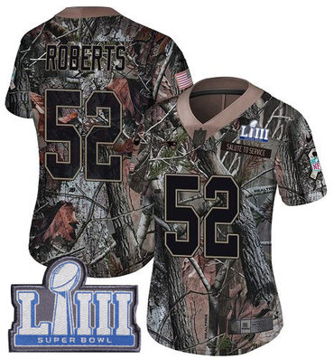 #52 Limited Elandon Roberts Camo Nike NFL Women’s Jersey New England Patriots Rush Realtree Super Bowl LIII Bound
