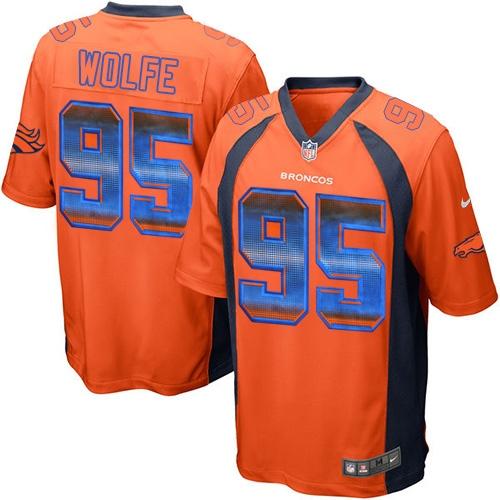 Nike Broncos #95 Derek Wolfe Orange Team Color Men’s Stitched NFL Limited Strobe Jersey