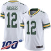 Packers #12 Aaron Rodgers White Men’s Stitched Football 100th Season Vapor Limited Jersey