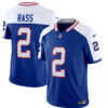 Men’s Buffalo Bills #2 Tyler Bass Blue White 2023 F.U.S.E. Throwback Vapor Untouchable Limited Football Stitched Jersey