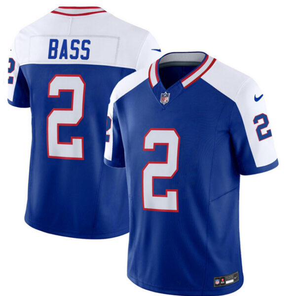 Men’s Buffalo Bills #2 Tyler Bass Blue White 2023 F.U.S.E. Throwback Vapor Untouchable Limited Football Stitched Jersey