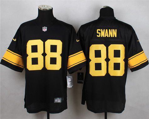 Men’s Pittsburgh Steelers #88 Lynn Swann Black With Yellow Retired Player Nike NFL Elite Jersey