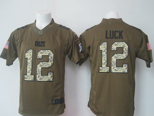 Men’s Indianapolis Colts #12 Andrew Luck Green Salute To Service 2015 NFL Nike Limited Jersey