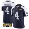 Men’s Dallas Cowboys #4 Dak Prescott Navy White 2023 F.U.S.E. NFC East Champions Patch Football Stitched Jersey