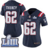 #62 Limited Joe Thuney Navy Blue Nike NFL Women’s Jersey New England Patriots Rush Vapor Untouchable Super Bowl LIII Bound